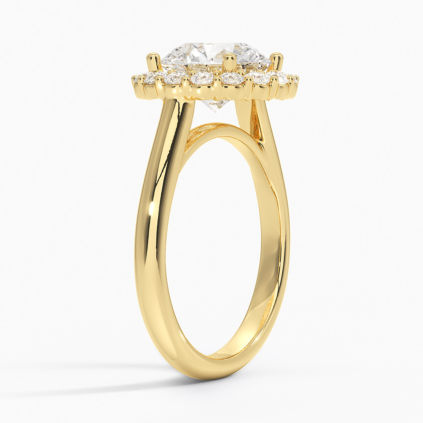 Round Brilliant Halo Diamond Engagement Ring, Classic Halo Bridal Ring, Lab Grown Diamond Ring