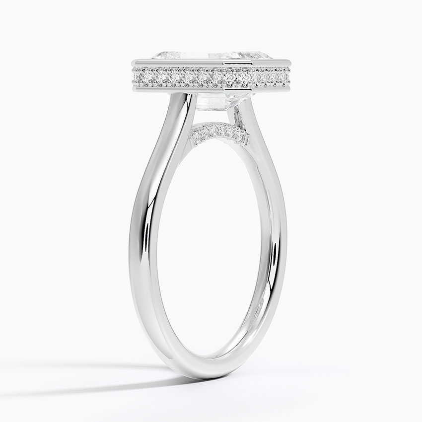 Emerald Cut Diamond Bezel Ring, Minimalist Engagement Ring, Modern Bridal Jewelry