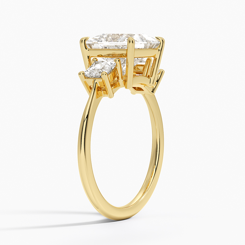 Princess Cut Diamond Three Stone Engagement Ring, 3 Stone Bridal Ring, Classic Trapezoid Side Stones Ring