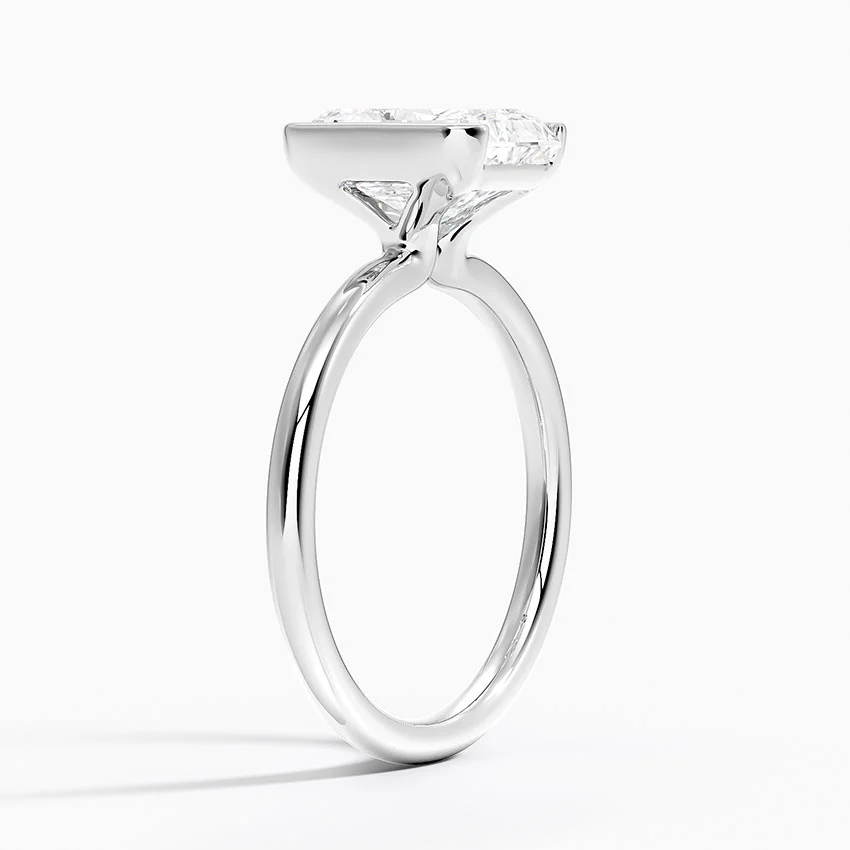 Radiant Cut Bezel Set Diamond Ring, Minimalist Solitaire Engagement Ring