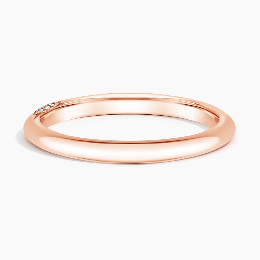 Minimalist Diamond Wedding Band Ring, Gold Stackable Ring, Dainty Diamond Band