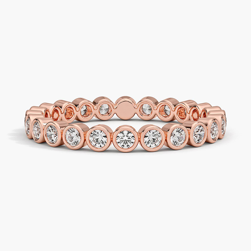 Bezel Set Diamond Eternity Band Ring, Round Cut Full Eternity Ring, Minimalist Wedding Band