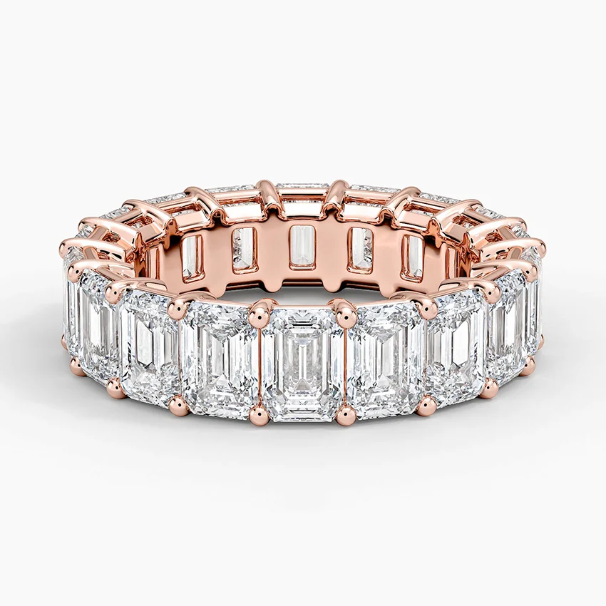 Emerald Cut Diamond Eternity Band, Full Eternity Ring, Baguette Diamond Wedding Band