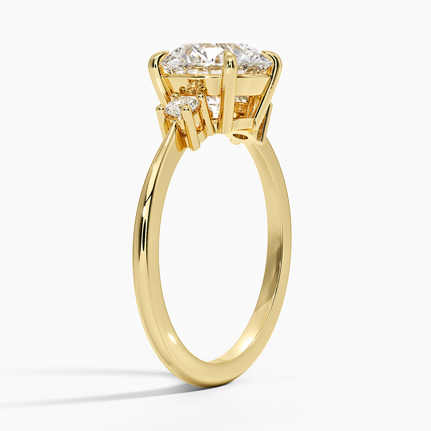 Three Stone Round Cut Diamond Engagement Ring, Solid Gold, Classic Minimalist Bridal Ring