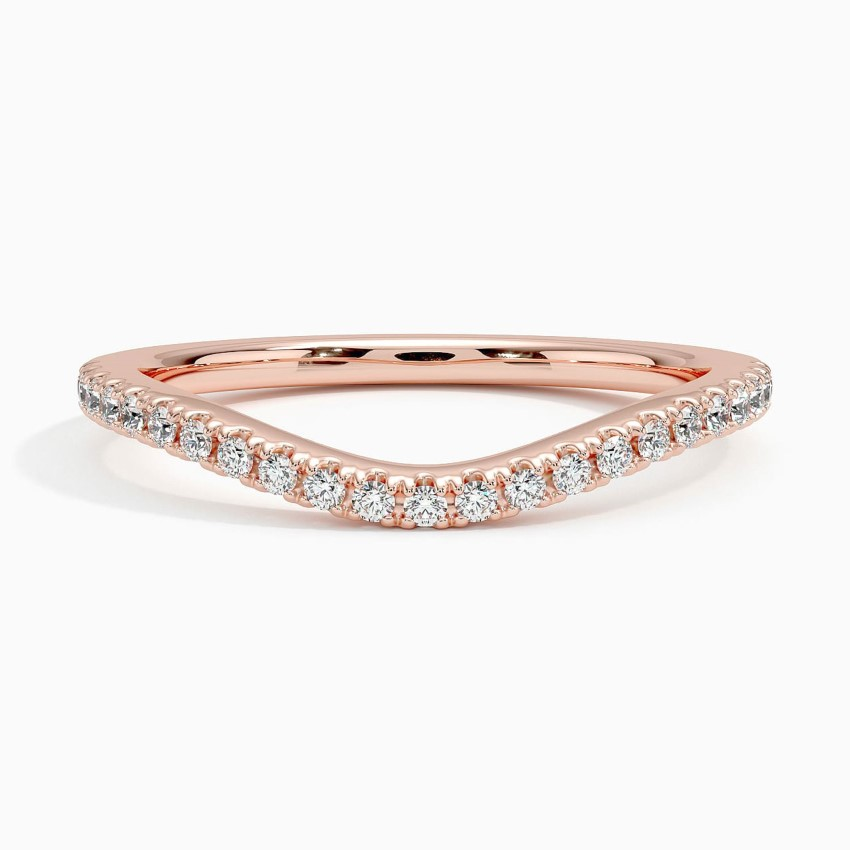V Shape Diamond Wedding Band, Curved Chevron Diamond Ring, Stackable Wedding Ring