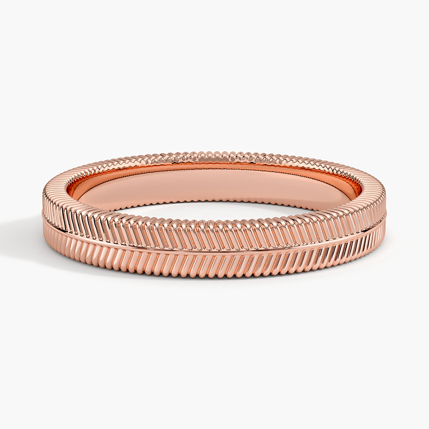 Minimalist Textured Wedding Band Ring, Ribbed Gold Ring, Stackable Band