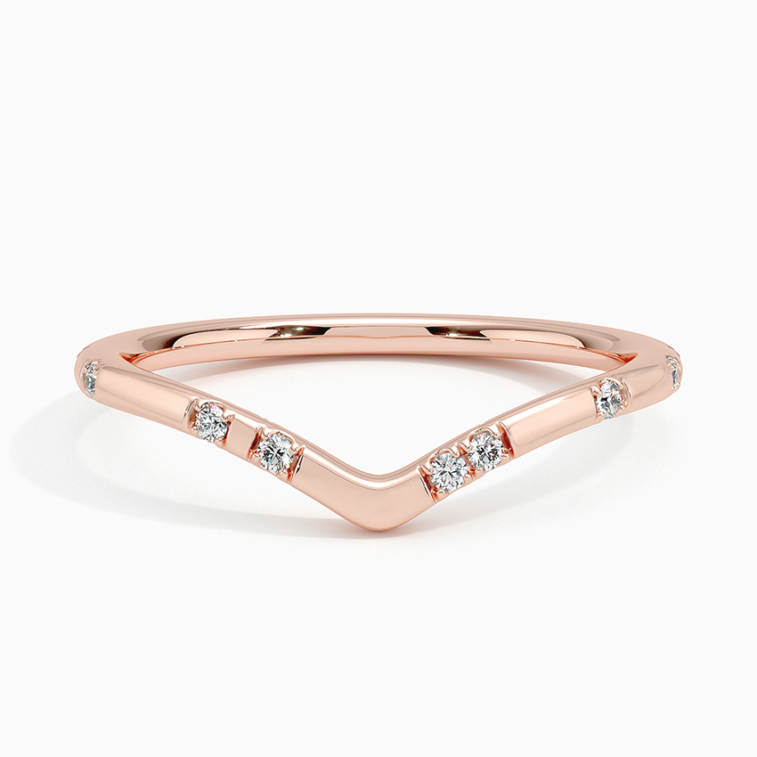 Minimalist V Shape Diamond Band, Chevron Diamond Ring, Stackable Wedding Ring