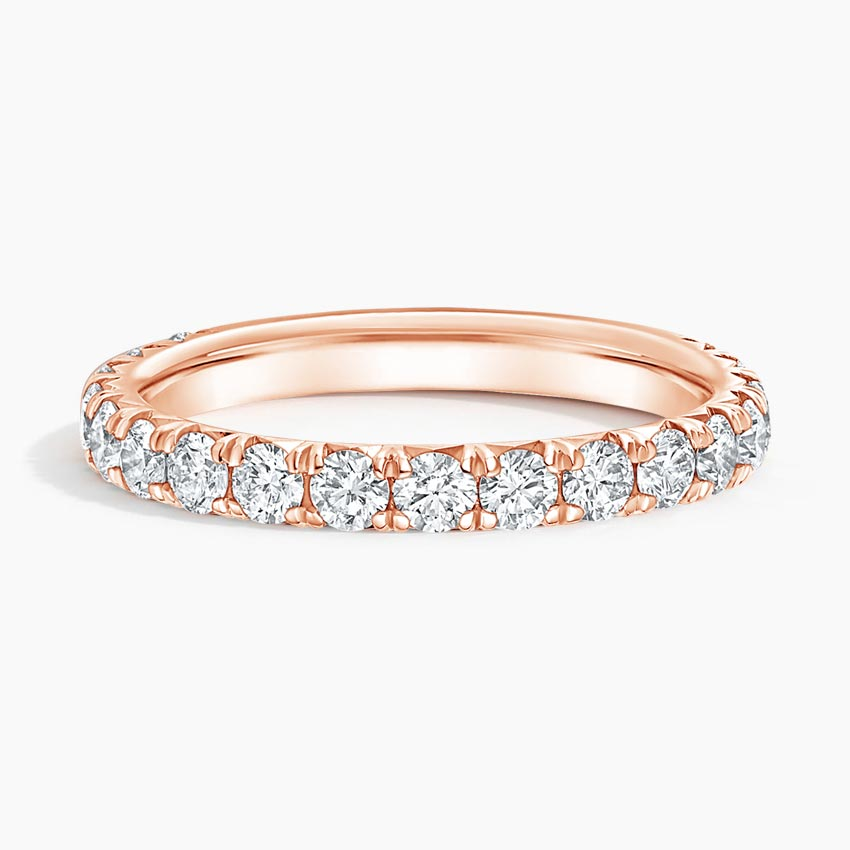 Round Cut Diamond Eternity Band, Half Eternity Wedding Ring, Anniversary Gift for Her