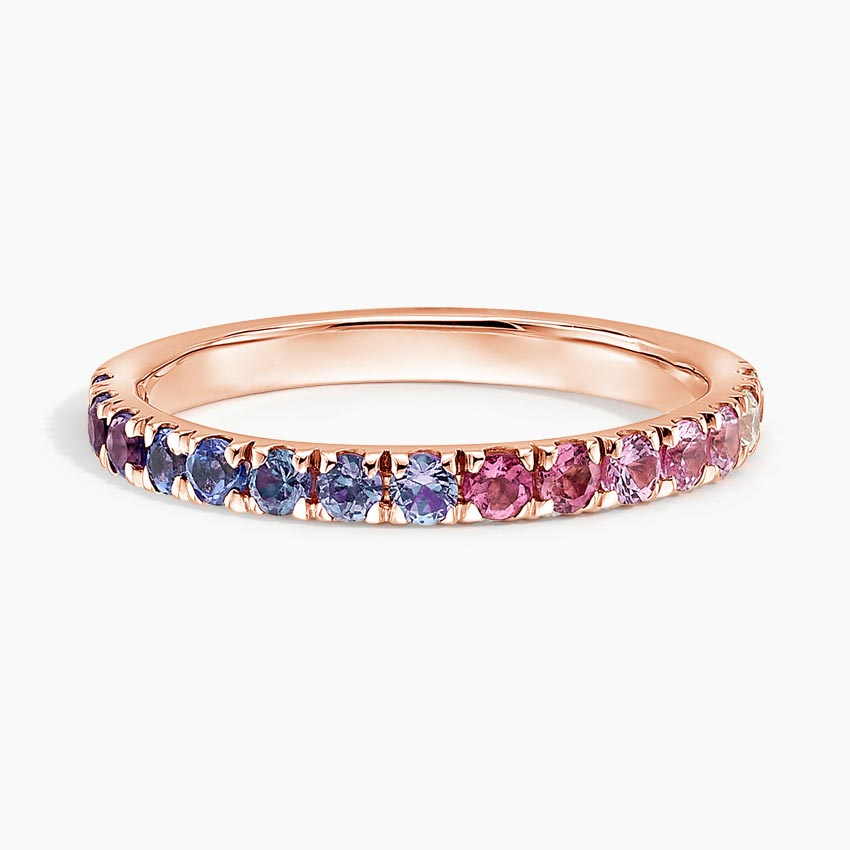 Rainbow Sapphire Eternity Band Ring, Multi Color Gemstone Ring, Minimalist Wedding Band Gift