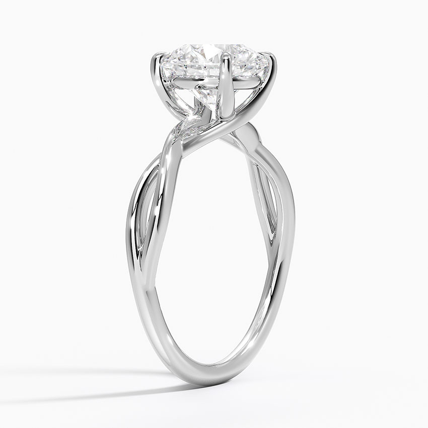 Twisted Solitaire Engagement Ring, Round Cut Moissanite Ring, Unique Infinity Twist Band Ring