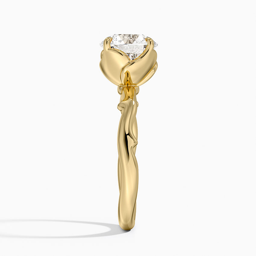 Twisted Vine Solitaire Diamond Engagement Ring, Round Cut Moissanite Ring, Unique Nature Inspired Gold Ring