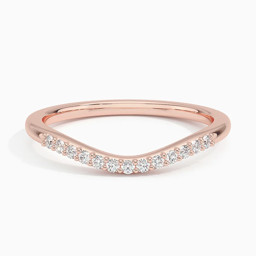 V Shape Diamond Ring, Chevron Wedding Band, Minimalist Stackable Ring