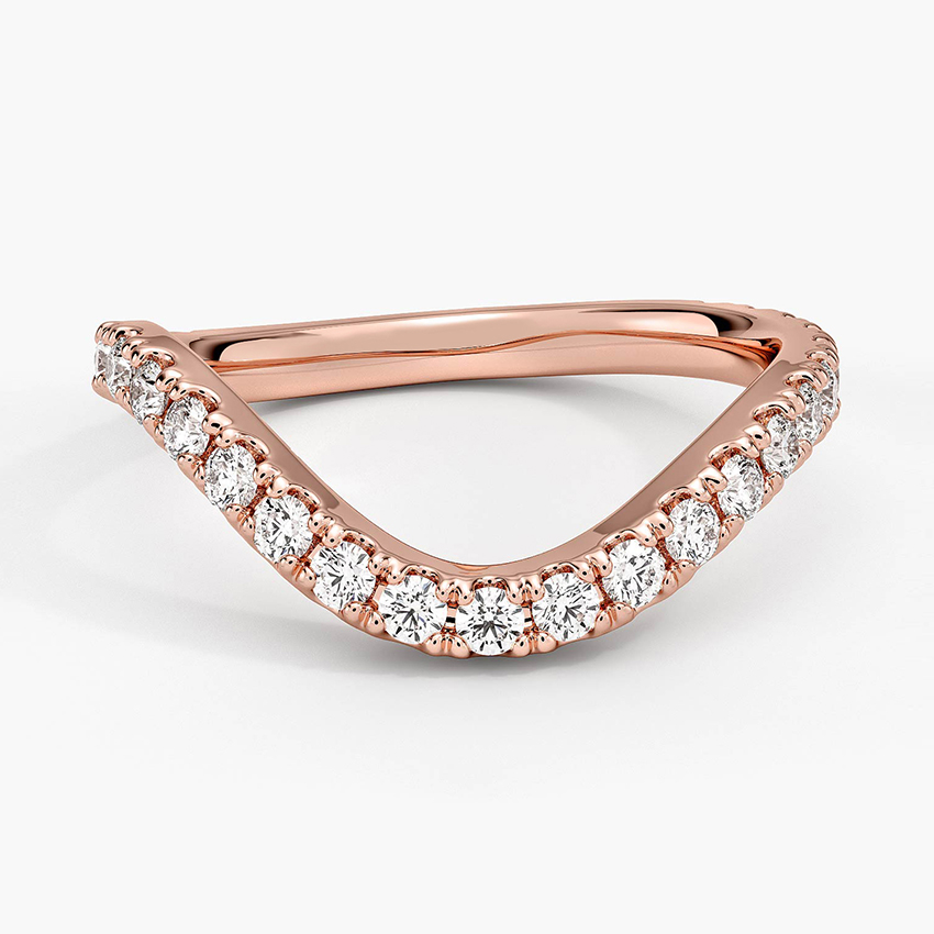 V Shape Diamond Ring, Chevron Diamond Band, Minimalist Wedding Ring