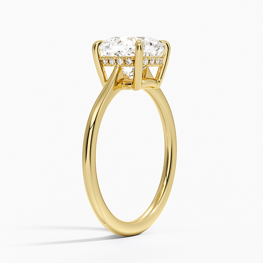 Round Cut Solitaire Diamond Engagement Ring, 4 Prong Minimalist Ring, Classic Gold Proposal Ring