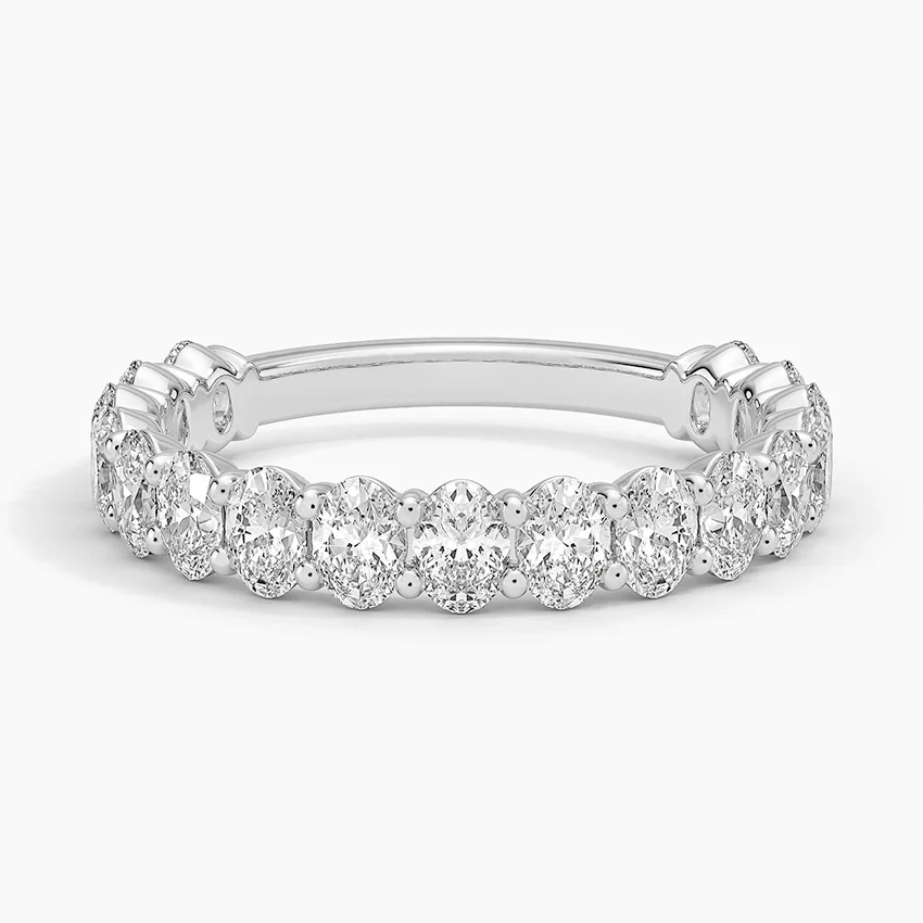 Oval Cut Diamond Eternity Band Ring, Full Eternity Wedding Band, Stackable Diamond Ring