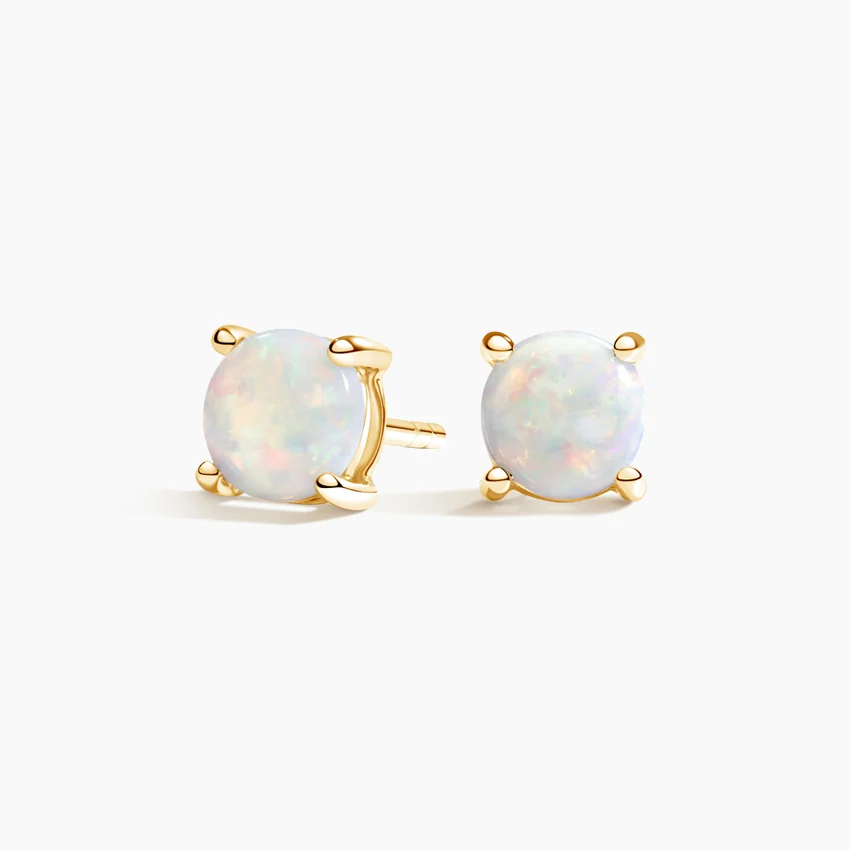 Opal Stud Earrings, Round Opal Earrings, Rose Gold Opal Studs