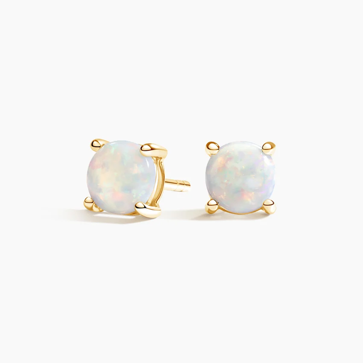 Opal Stud Earrings, Round Opal Earrings, Rose Gold Opal Studs