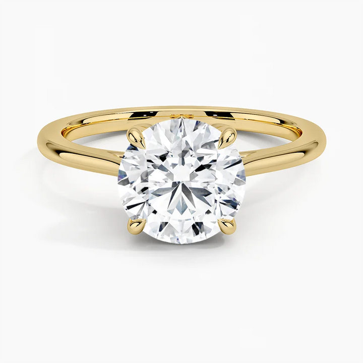 Round Cut Solitaire Diamond Engagement Ring, Classic 4 Prong Setting, Minimalist Proposal Ring