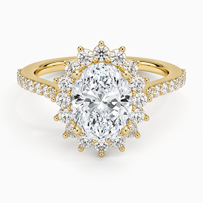 Oval Cut Halo Diamond Engagement Ring, Floral Halo Ring, Vintage Inspired Bridal Ring