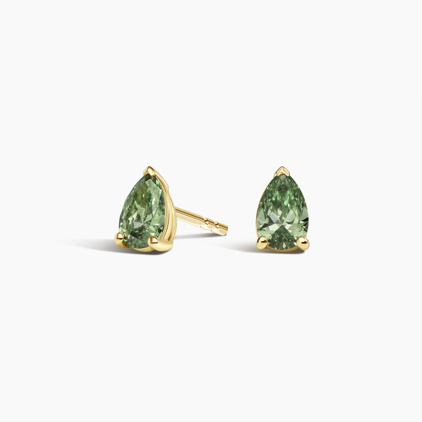 Pear Cut Green Sapphire Stud Earrings