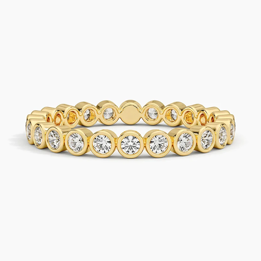 Bezel Set Diamond Eternity Band Ring, Round Cut Full Eternity Ring, Minimalist Wedding Band