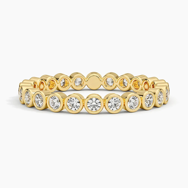 Bezel Set Diamond Eternity Band Ring, Round Cut Full Eternity Ring, Minimalist Wedding Band