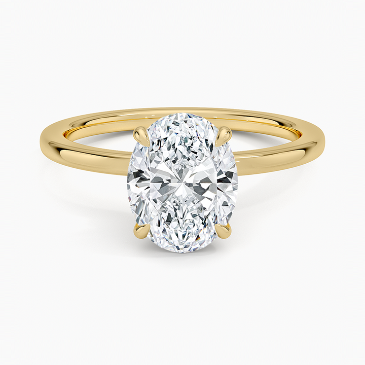Oval Cut Diamond Solitaire Engagement Ring, 4 Prong Minimalist Ring, Classic Bridal Ring