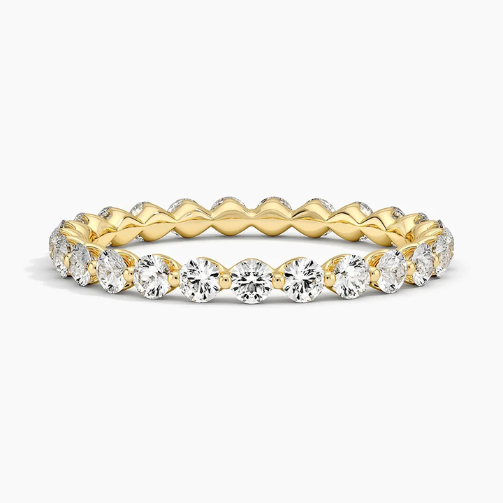 Round Diamond Half Eternity Band, Twisted Rope Wedding Ring, Minimalist Stackable Anniversary Band