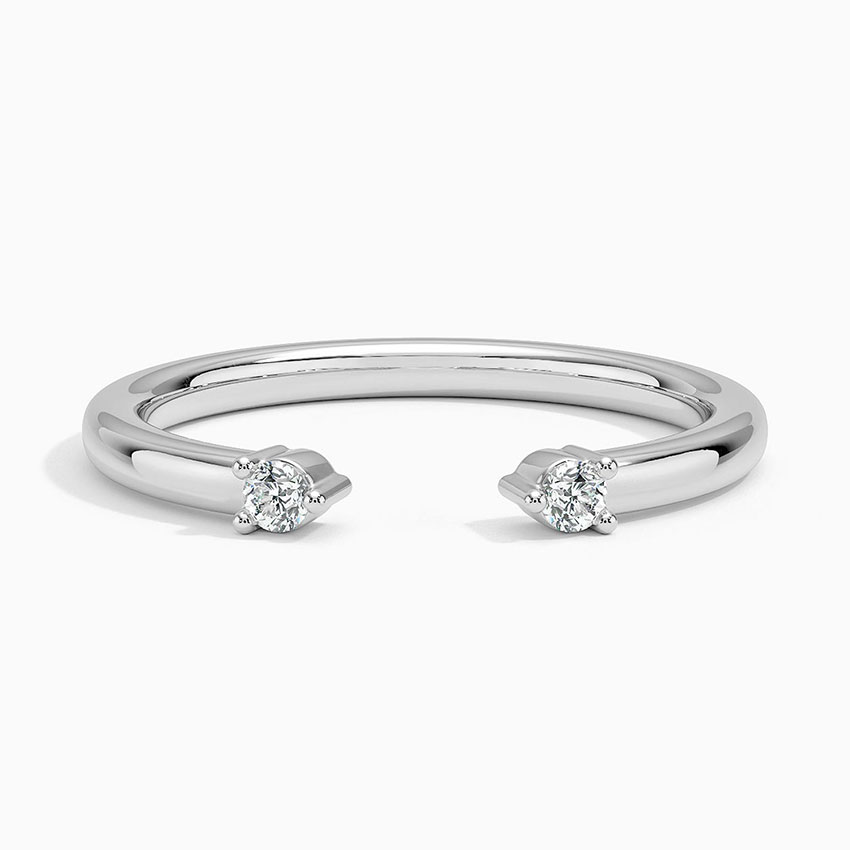 Minimalist Open Diamond Ring, Adjustable Cuff Ring, Dainty Solitaire Diamond Stackable Ring