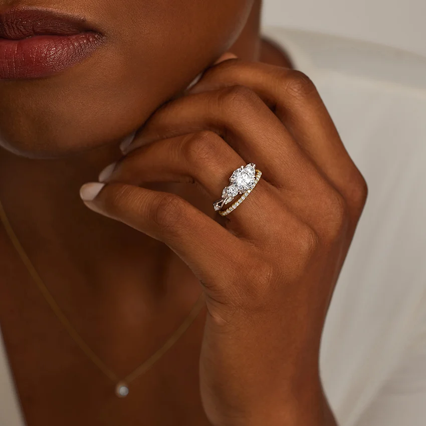 Marquise Cut Moissanite Engagement Ring, Vintage Leaf Band Diamond Ring, Nature Inspired Bridal Ring