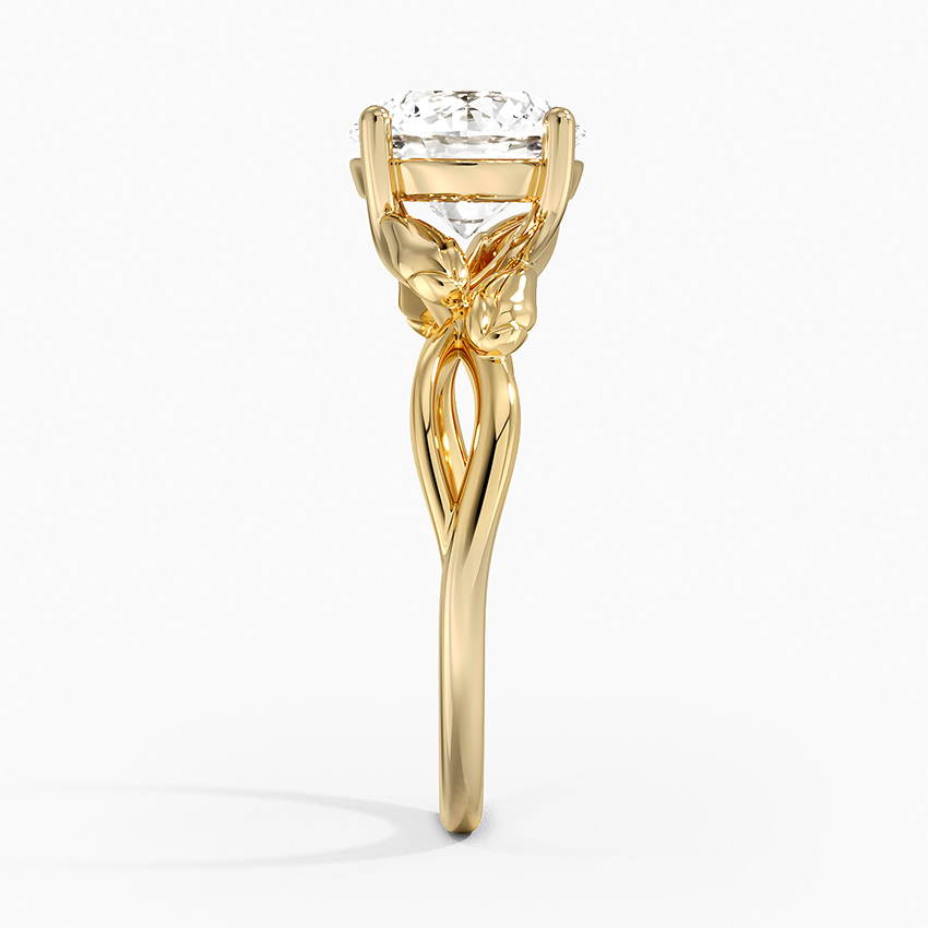Nature-Inspired Moissanite Engagement Ring, Round Cut Solitaire Leaf Vine Ring, Unique Floral Promise Ring