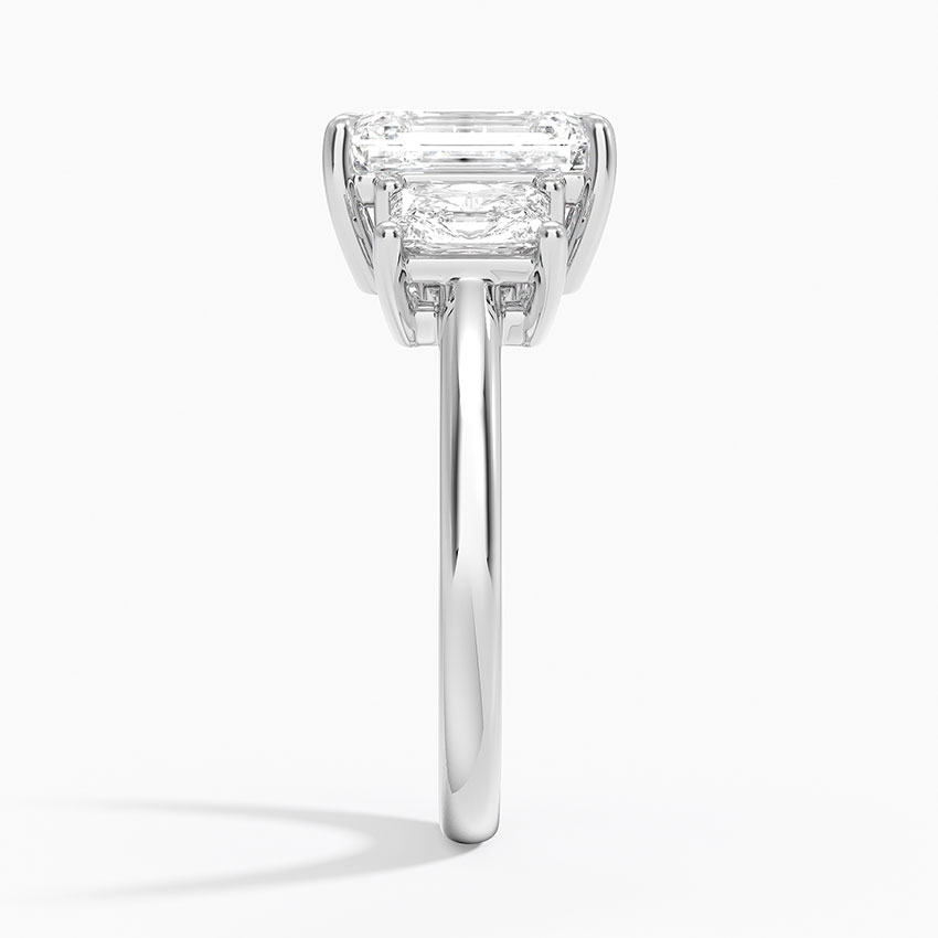 Emerald Cut Three Stone Diamond Ring, Elegant Trilogy Engagement Ring, Minimalist Luxury Bridal Ring