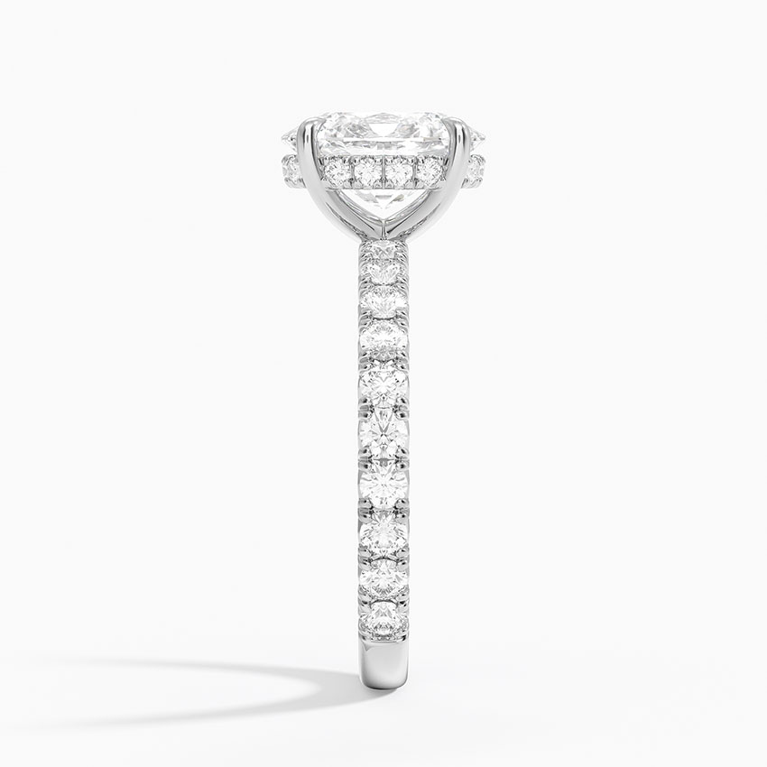 Oval Cut Diamond Engagement Ring, Hidden Halo Pave Band Ring, Promise Ring for Women