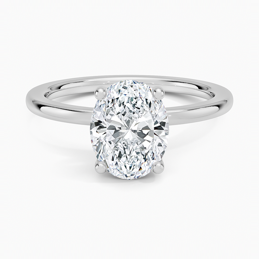 Oval Cut Diamond Solitaire Engagement Ring, Hidden Halo Setting, Minimalist Luxury Bridal Ring