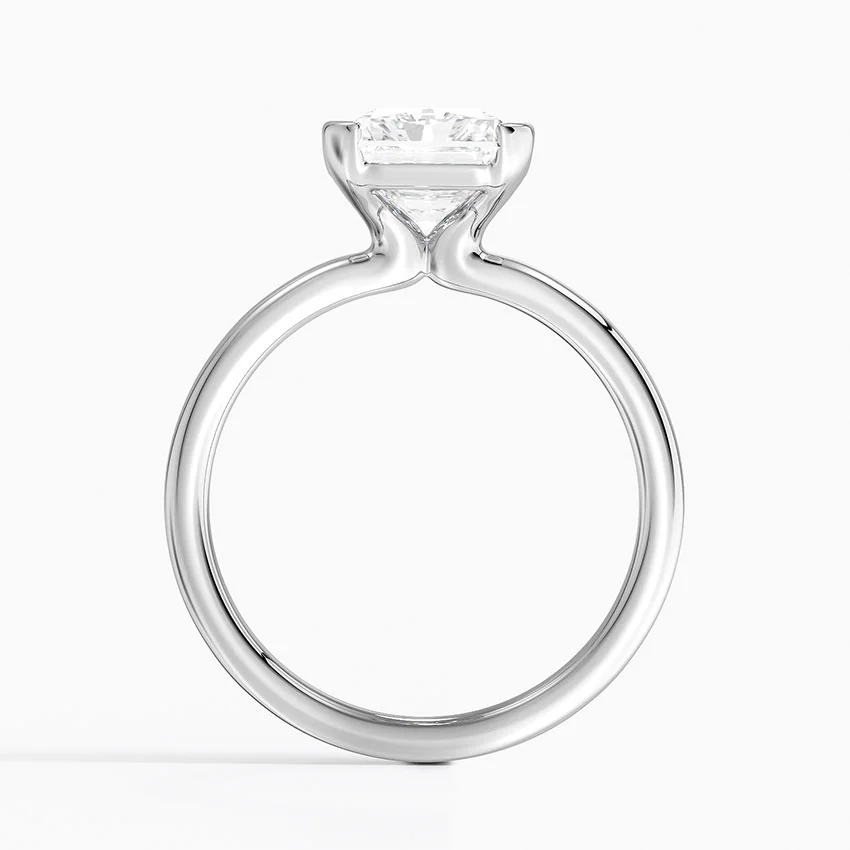 Radiant Cut Bezel Set Diamond Ring, Minimalist Solitaire Engagement Ring