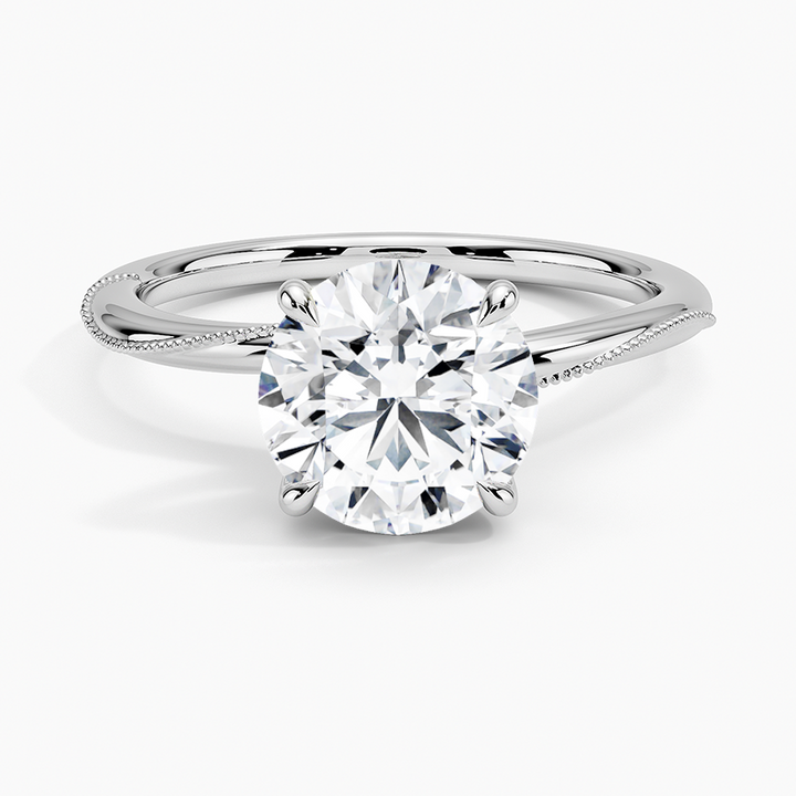 Twisted Band Round Cut Diamond Engagement Ring, Minimalist Solitaire Ring, Promise Ring, Unique Bridal Ring