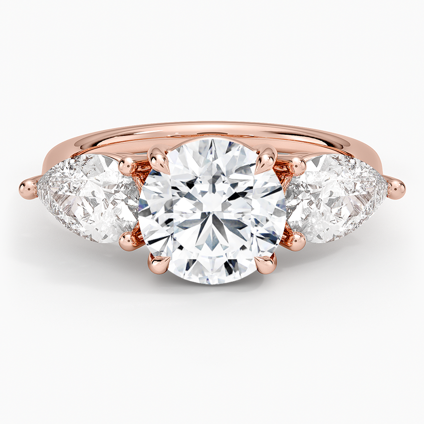 Three Stone Diamond Engagement Ring, Solid Gold Promise Ring, Three Stone Diamond Engagement Ring,