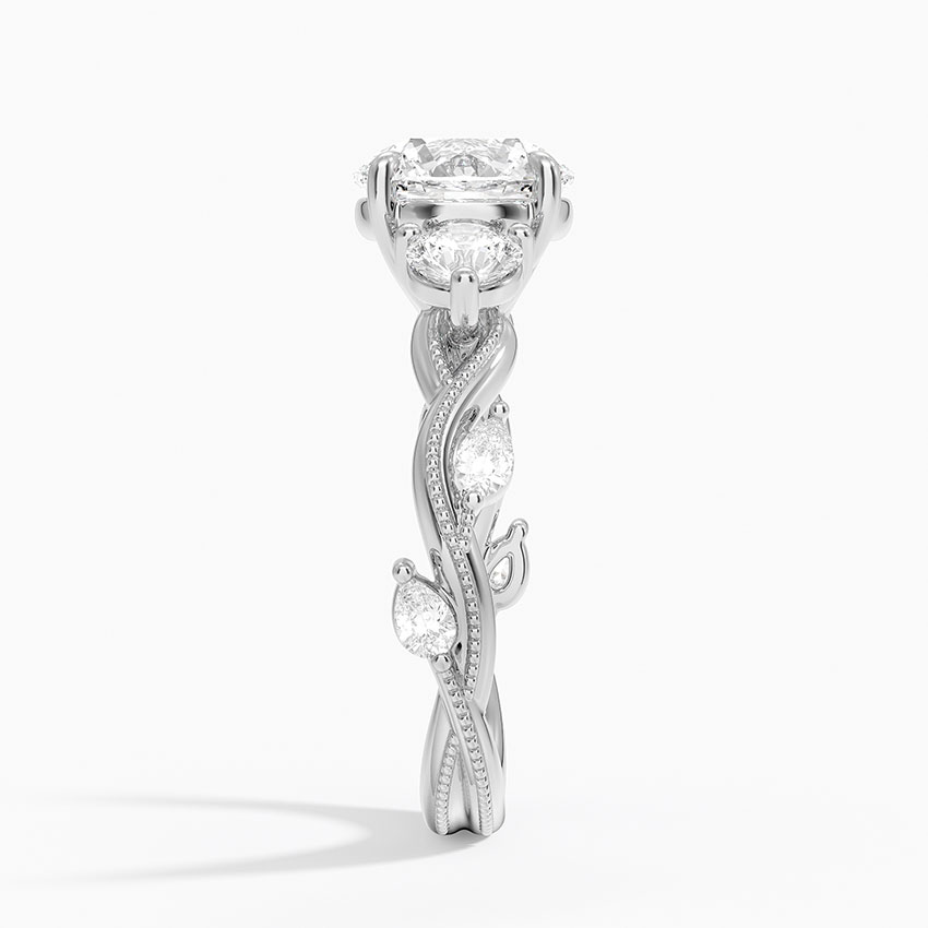 Round Cut Diamond Engagement Ring, Three Stone Twisted Band Ring, Vintage Rope Detail Ring