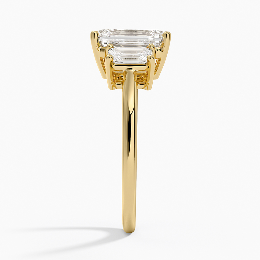 Emerald Cut Diamond Three Stone Engagement Ring, 3 Stone Emerald Cut Ring, Minimalist Luxury Bridal Ring