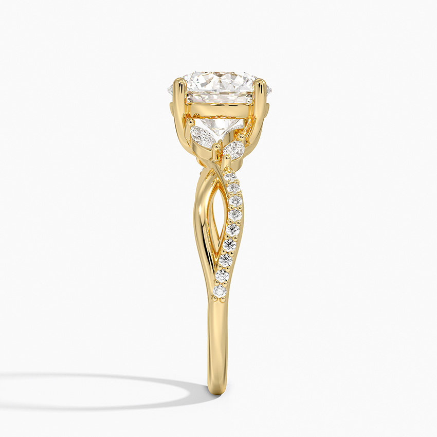 Twisted Infinity Moissanite Engagement Ring, Round Cut Solitaire with Marquise Side Stones, Vintage Leaf Vine Ring