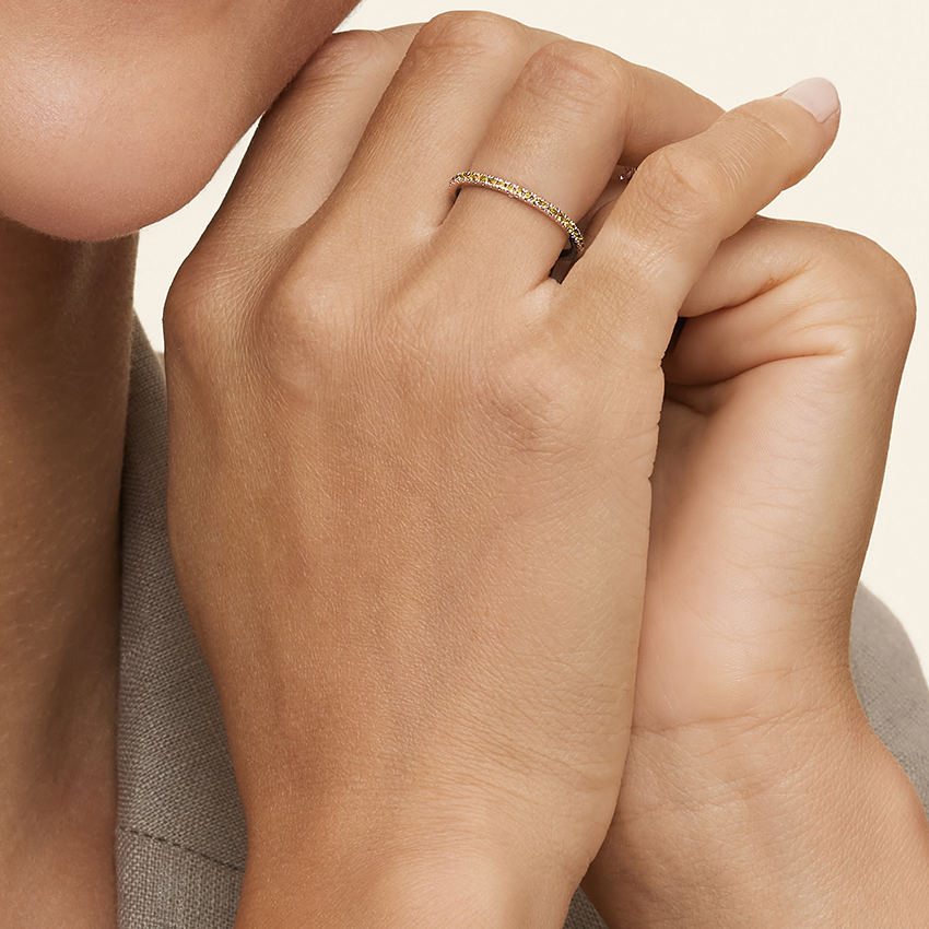 Yellow Sapphire Eternity Ring, Full Eternity Band, Minimal Stackable Ring