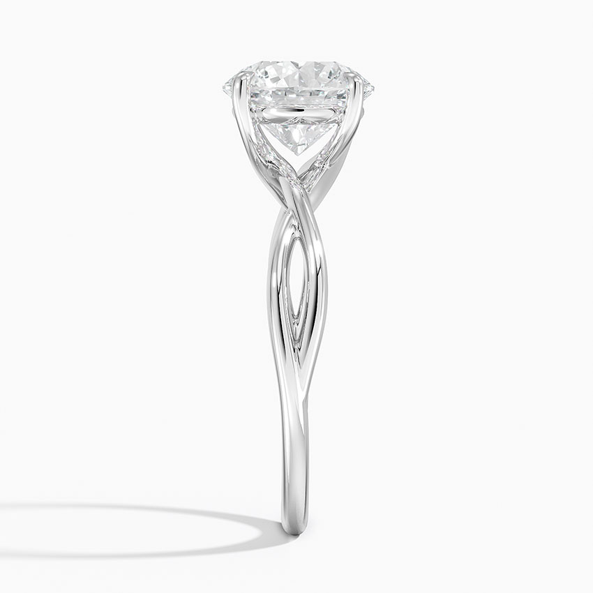 Twisted Solitaire Engagement Ring, Round Cut Moissanite Ring, Unique Infinity Twist Band Ring