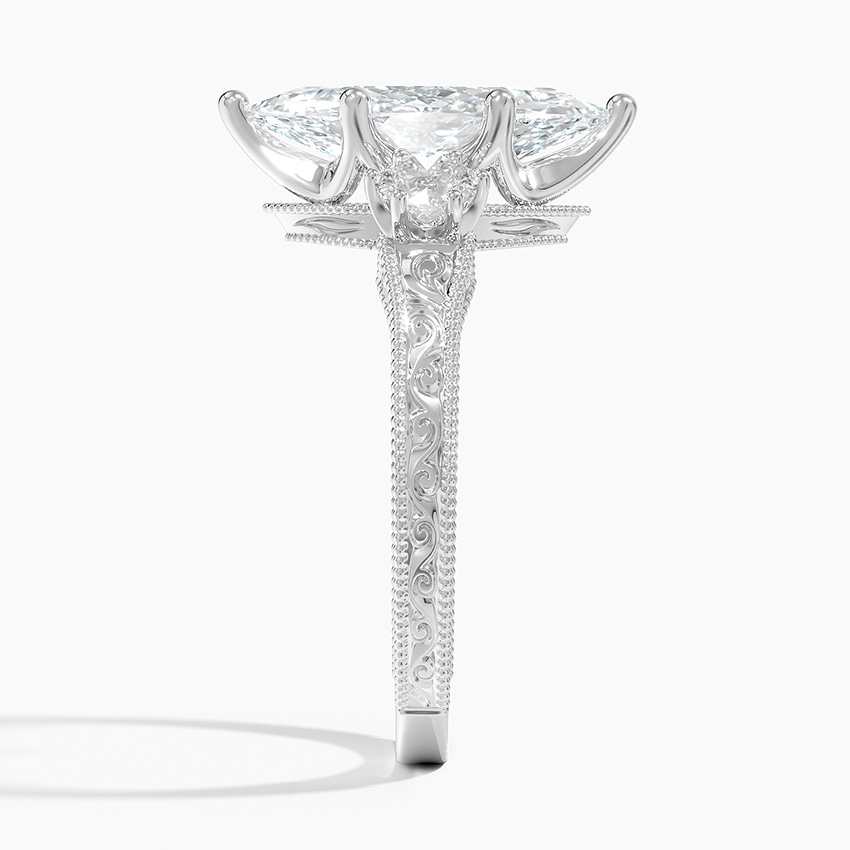 Marquise Cut Diamond Engagement Ring, Vintage Three Stone Ring, Solid Gold Promise Ring