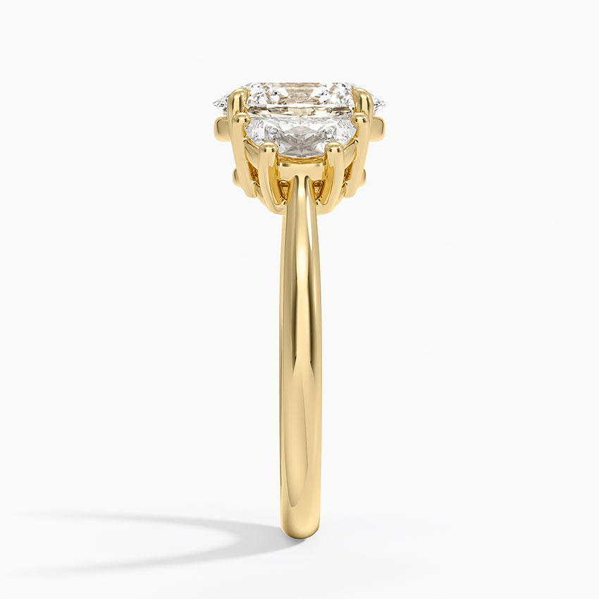 Oval Cut Three Stone Diamond Engagement Ring, Hidden Halo Side Stones Ring, Solid Gold Promise Ring
