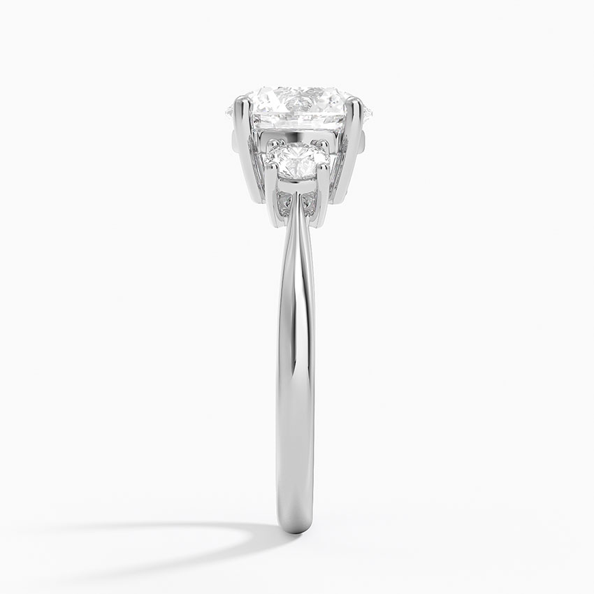 Three Stone Round Cut Diamond Engagement Ring, 3 Stone Moissanite Ring, Bridal Ring Gift for Her