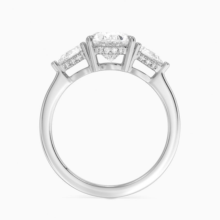 Oval Cut Diamond Engagement Ring, 3 Stone Pear Side Diamond Ring, Solid Gold Promise RingOval Cut Diamond Engagement Ring, 3 Stone Pear Side Diamond Ring, Solid Gold Promise Ring