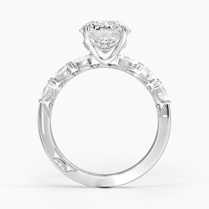 Round Cut Solitaire Diamond Engagement Ring, Twisted Vine Band with Accent Stones, Nature Inspired Bridal Ring