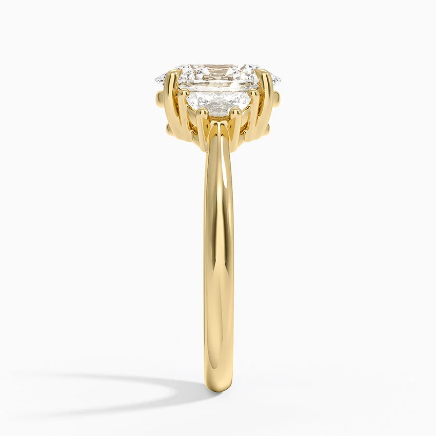 Oval Cut Three Stone Diamond Engagement Ring, Classic Trilogy Ring, Minimal Prong Setting