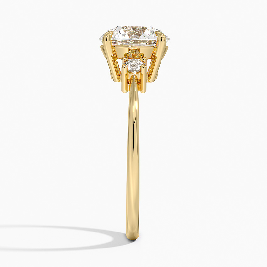 Three Stone Round Cut Diamond Engagement Ring, Solid Gold, Classic Minimalist Bridal Ring