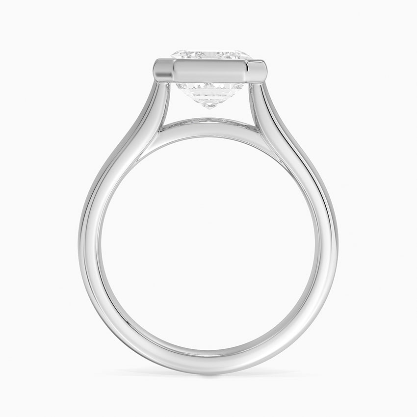 Emerald Cut Diamond Bezel Set Engagement Ring, Modern Solitaire Ring, Minimalist Statement Ring